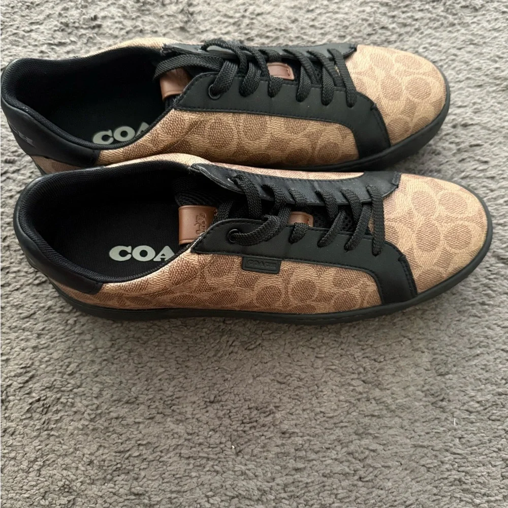 Coach Canvas Tan and Black Sneakers sneaker size 12 never worn. - Picture 3 of 5